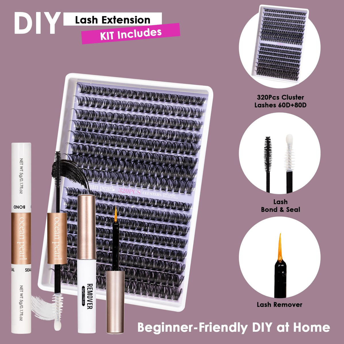 Ocean Pearl 320Pcs Lash Clusters Kit,Thick Eyelash Clusters, Eyelashes Ocean Pearl