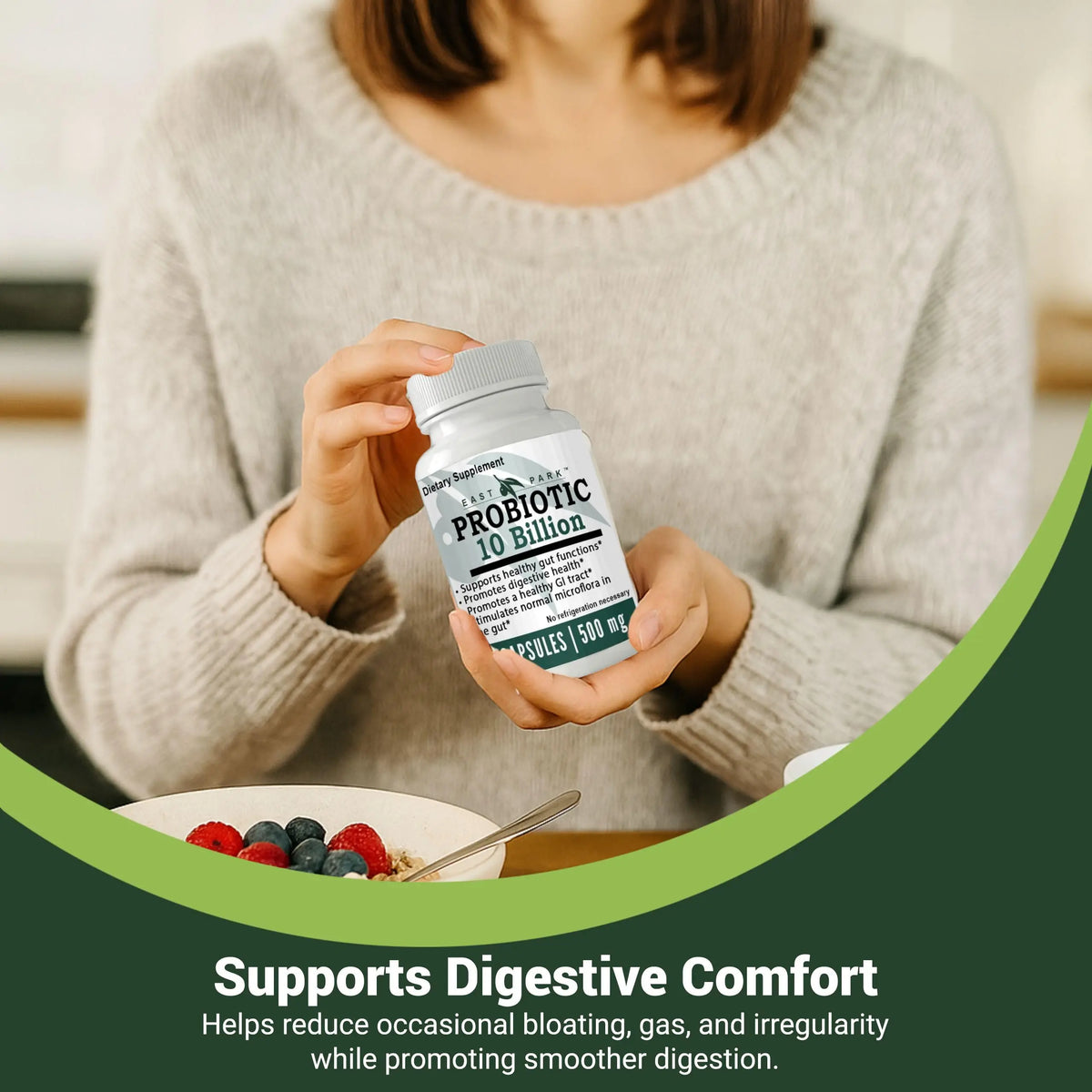 East Park Research d-Lenolate Probiotic Supplement | Probiotic 10 Billion CFUs Supports Gut & Digestive Health | Dietary Supplement Probiotics EAST PARK