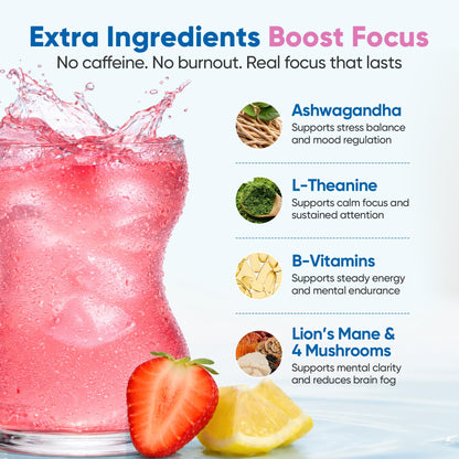 Venture Pal 2-in-1 Hydration Packets + Focus Support Electrolytes Powder, 7 Electrolytes + Vitamins, Magnesium, Lion's Mane & L-Theanine Venture Pal
