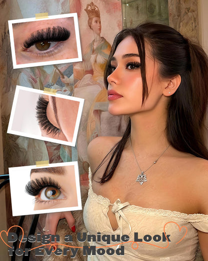 False Eyelashes Full Mink Lashes Long Eyelashes 200D Wispy Thick Russian Strip Lashes Cat Eye Volume Lash Strips D Curvature Dramatic 7 Pairs Fake Lash Extensions by Boahankuke Boahankuke