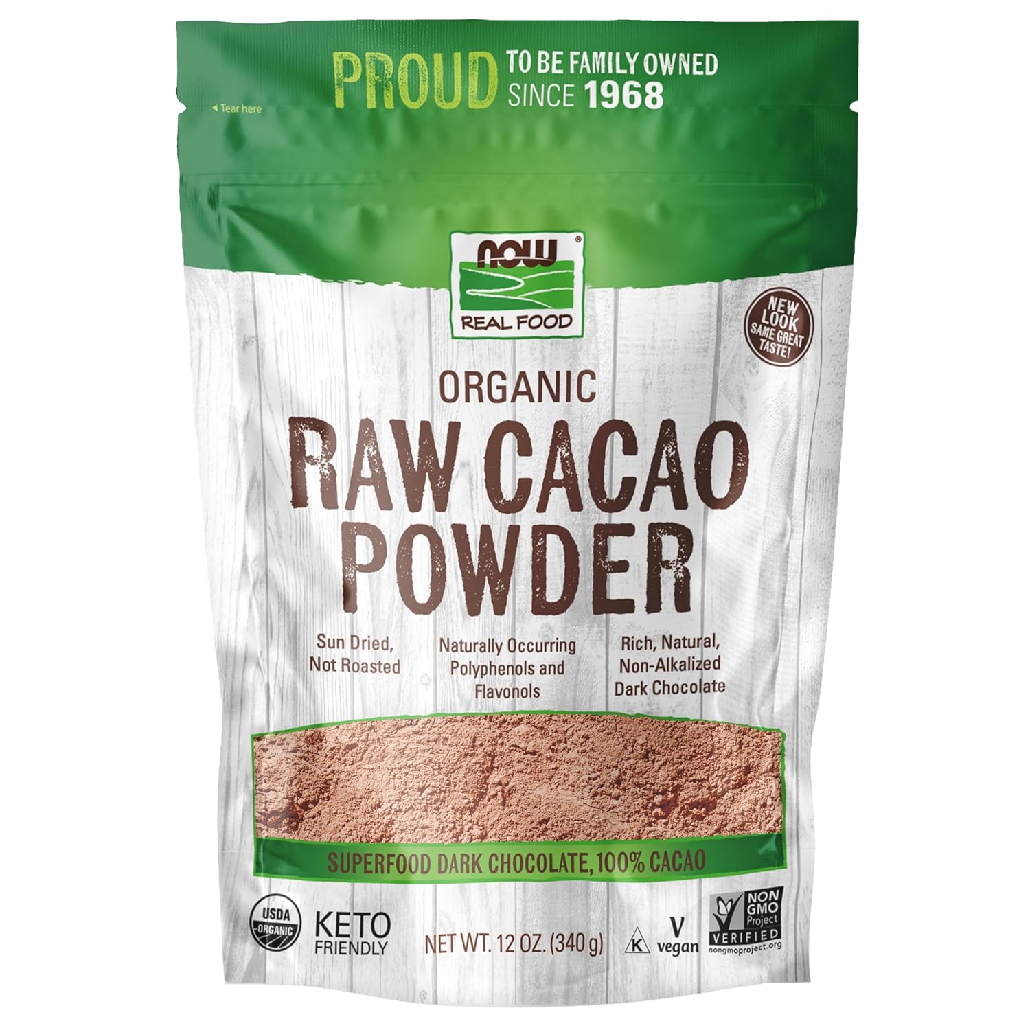 NOW Foods, Organic Raw Cacao Powder, with Polyphenols and Flavonols, Sun-Dried, Intensely Rich Flavor, 12-Ounce (Packaging May Vary) Gsupps Australia