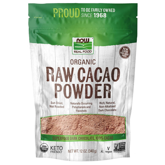 NOW Foods, Organic Raw Cacao Powder, with Polyphenols and Flavonols, Sun-Dried, Intensely Rich Flavor, 12-Ounce (Packaging May Vary) Gsupps Australia