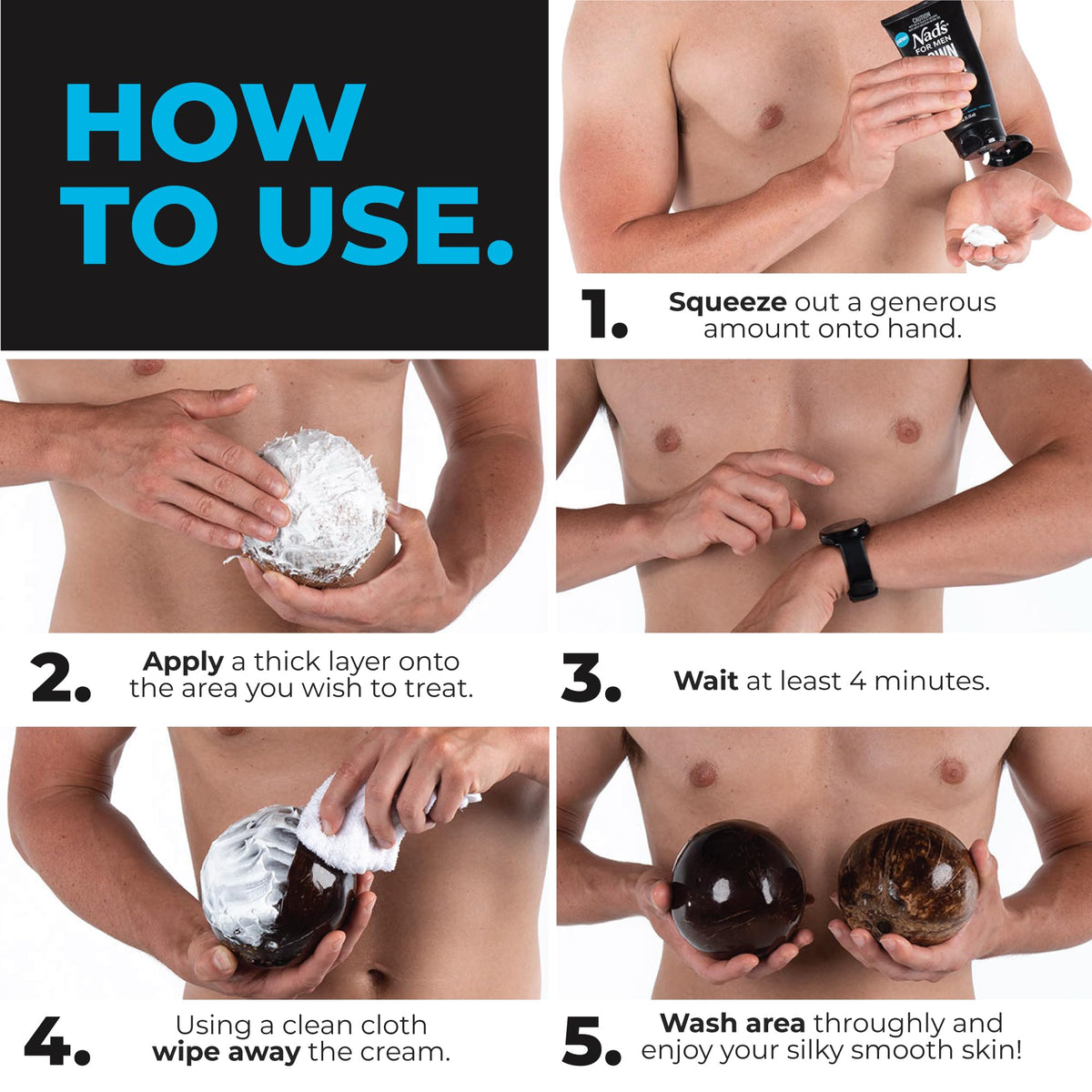 Nad's For Men Down Under Intimate Hair Removal Cream, Painless, 5.1oz Nad's For Men