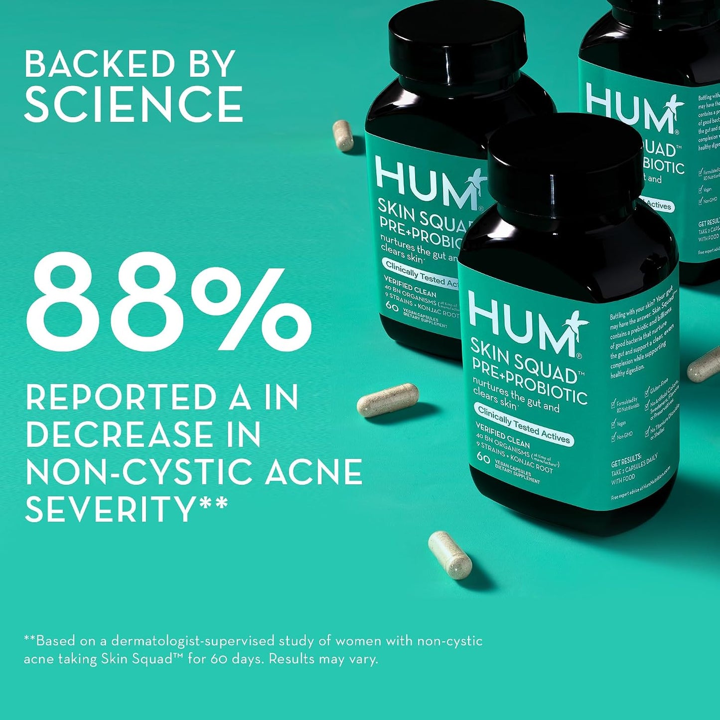HUM Full Skin Detox, Daily Cleanse -Proboitics for Skin Problem, Acne Breakouts Includes Organic Algae, Detoxifying Herbs