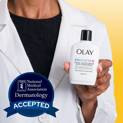 Olay Complete+ Face Moisturizer with Sunscreen SPF 40, For Sensitive Skin, Broad Spectrum Sun Protection, Fragrence-Free - No White Cast on All Tones, Nourishes Moisture Barrier - Ceramides, 6 Oz Olay