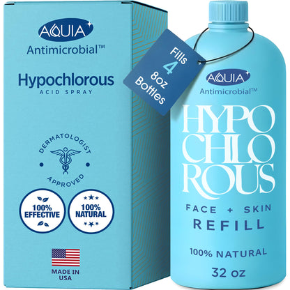 Hypochlorous Acid Spray for Face and Skin; Facial Cleanser | 32oz Refill Aquia