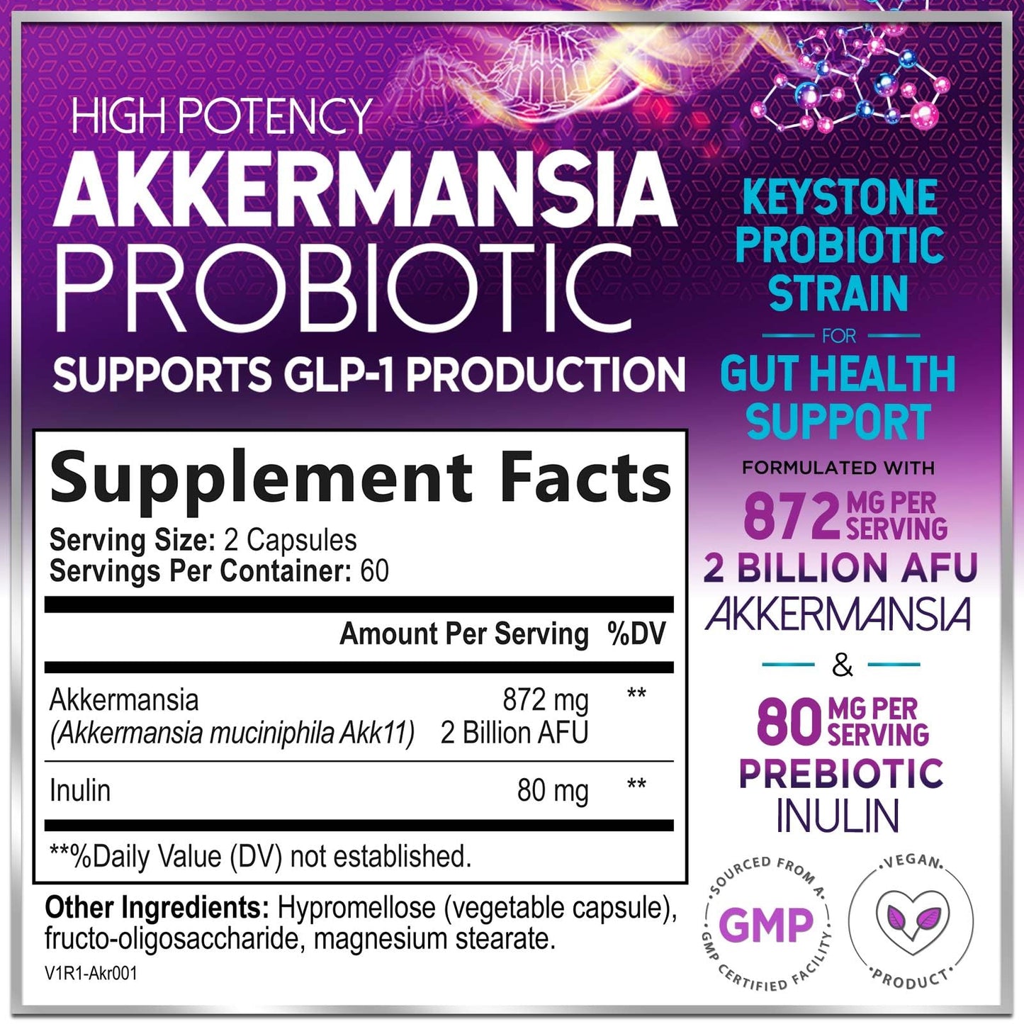 Akkermansia Probiotic - 2 Billion AFU per Serving - Best Strain for GLP-1 Production Support with Prebiotic Fiber for Natural Digestive & Gut Health Hello Lovely!