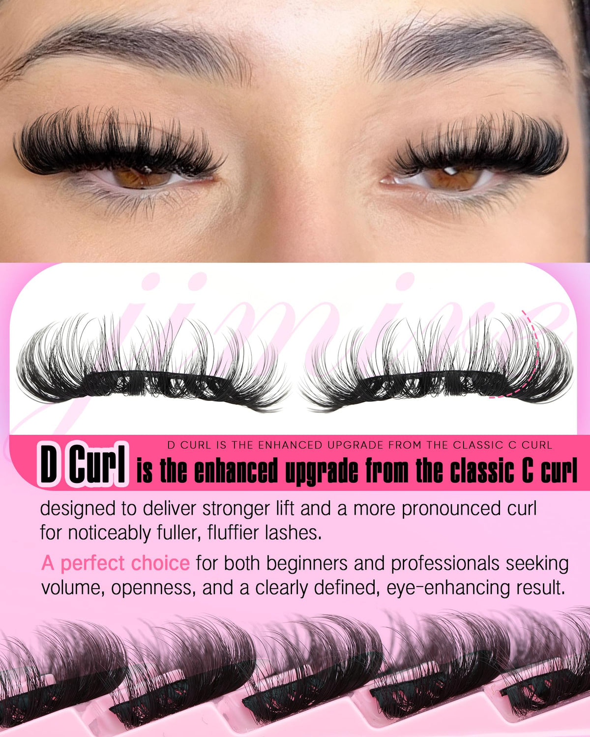 JIMIRE Mink Lashes Wispy Cat Eye Lashes Full 6D Volume False Eyelashes that Look Like Extensions 16MM Thick Soft D-Curly Fake Lashes 7 Pairs Pack JIMIRE