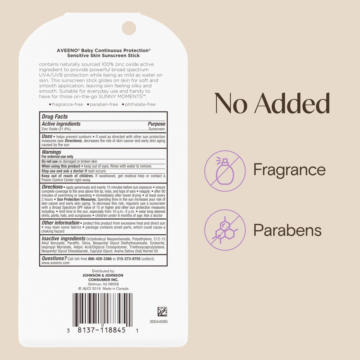 Aveeno Baby Continuous Protection Mineral Sunscreen Stick for Sensitive Skin with Broad Spectrum SPF 50 Protection for Face & Body, Naturally Sourced 100% Zinc Oxide, Travel Size, 0.47 oz Aveeno Baby