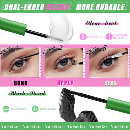 Yaiseiko Lash Clusters Kit 100D+200D Thick Volume Eyelash Clusters Kit 12-25mm Wispy Individual Lashes D Curl Long Cluster with Lash Bond and Seal Waterproof DIY Lash Extension Kit(KIT-280PCS) Yaiseiko