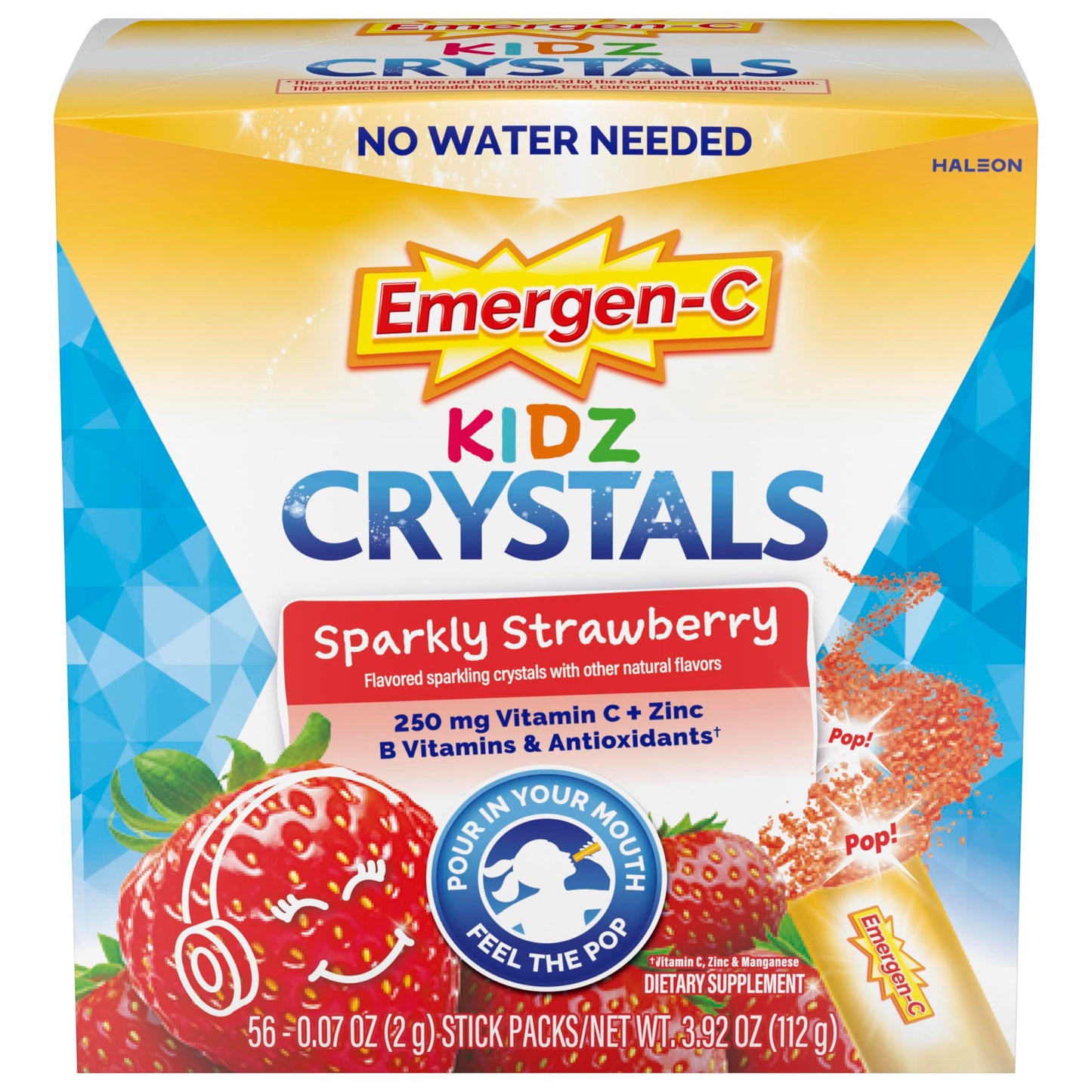 Emergen-C Kidz Crystals, On-the-Go Emergen-C Immune Support Supplement with Vitamin C, B Vitamins, Zinc and Manganese Emergen-C