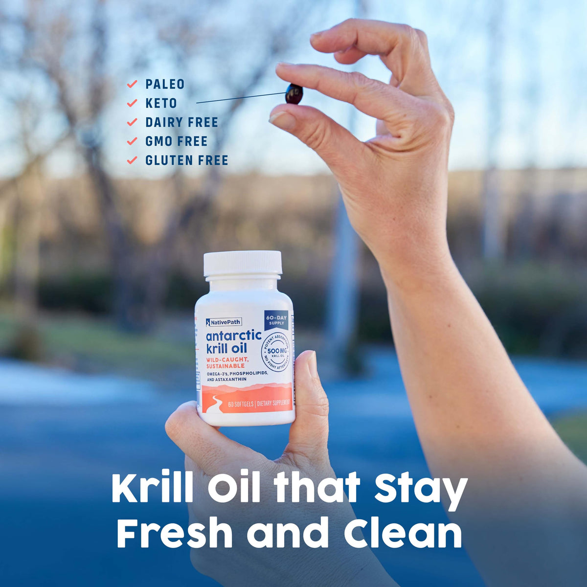 NativePath Antarctic Krill Oil - Wild-Caught Omega 3 Krill Oil 500mg Softgels with EPA, DHA and Astaxanthin - Supplement for Joint, Hear NativePath