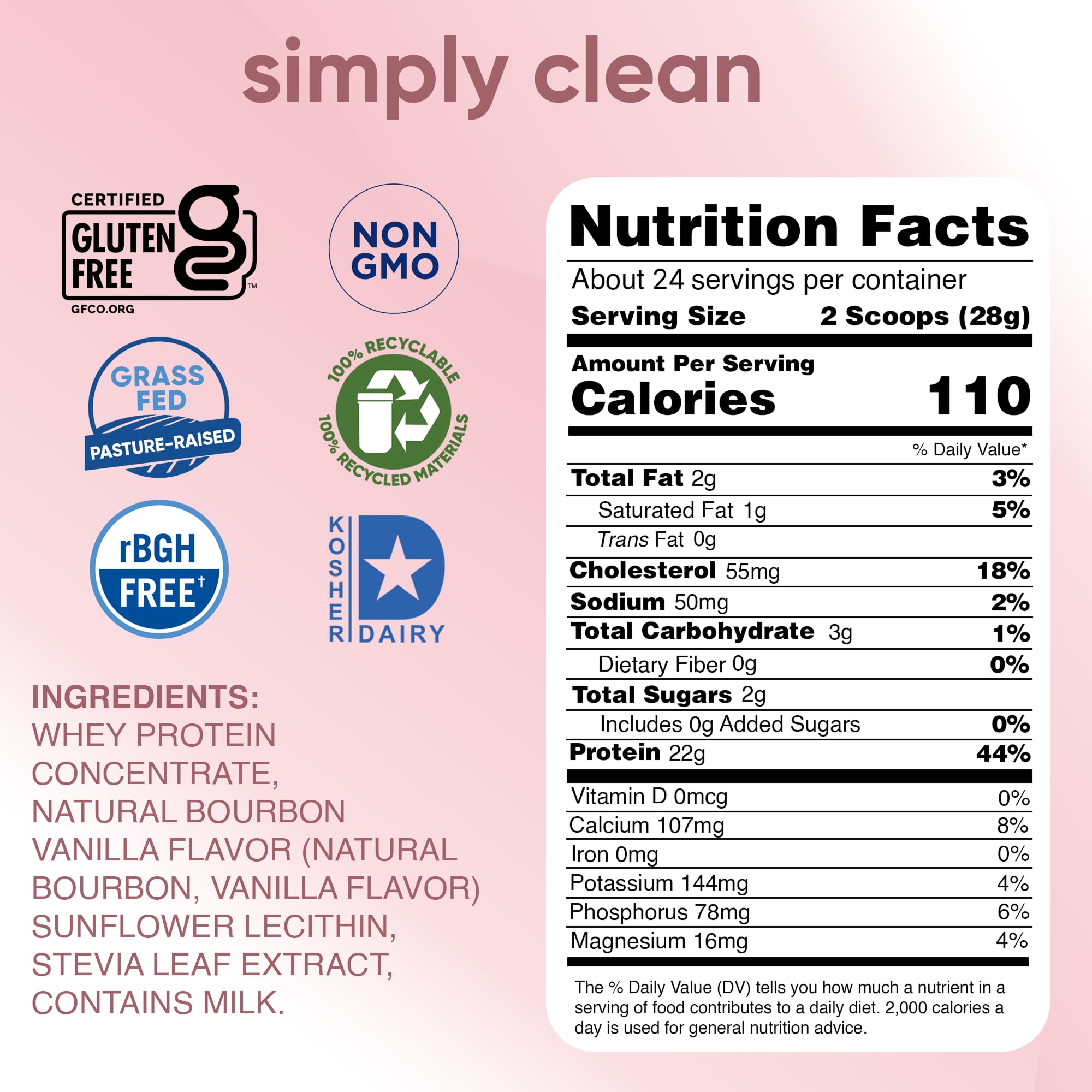 simply tera's Pure Whey Protein Powder - Grass Fed Vanilla Whey Protein Powder, Clean, Made Without Artificial Sweeteners, Non-GMO, Kosher, rBGH-Free, Soy-Free - 24 Oz simply tera's buy australia supplements