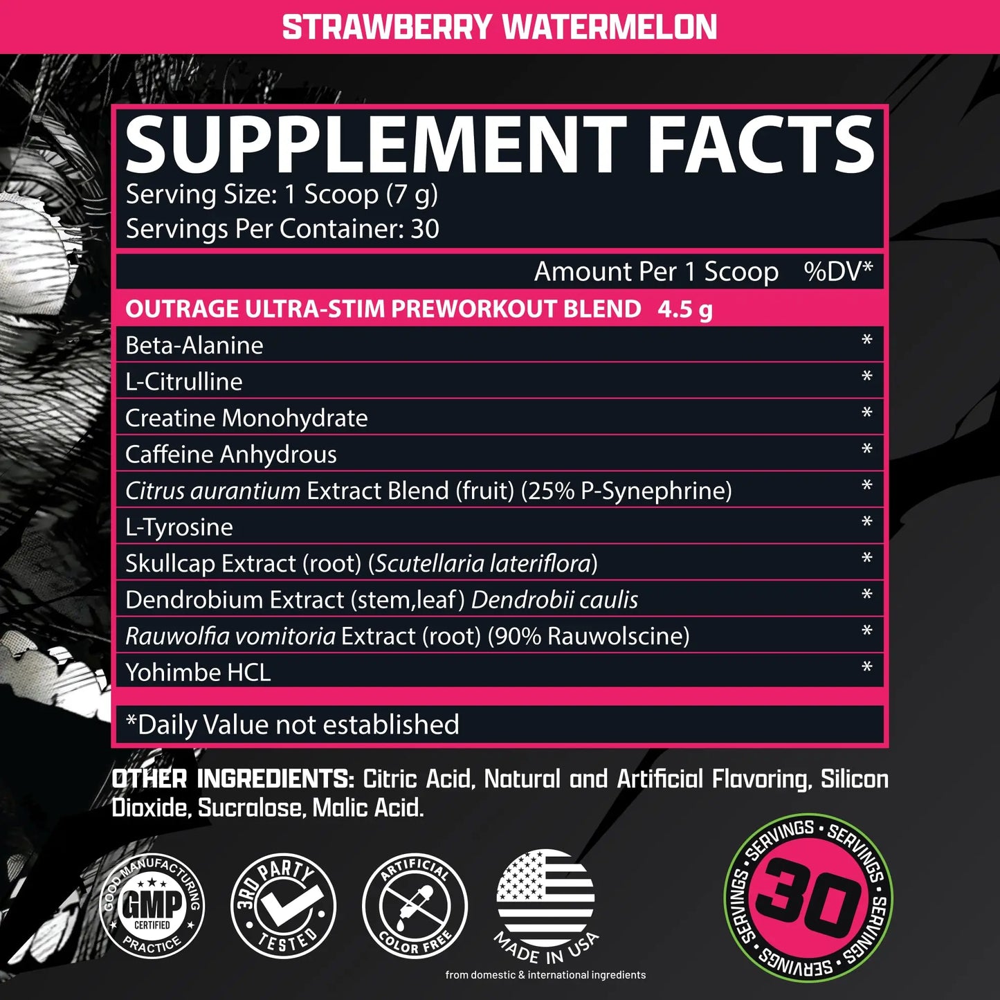 Outrage Ultra HIGH STIM Pre-Workout Powder for Men | 400mg Caffeine, L-Citrulline, Beta-Alanine, Creatine | Extreme Energy, Focus, Strength & Endurance Nutrex Research