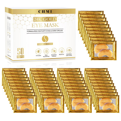CHMI Under Eye Patches (50 Pairs) - 24K Gold Eye Patches for Puffy Eyes, Dark Circles, EyeBags and Wrinkles CHMI