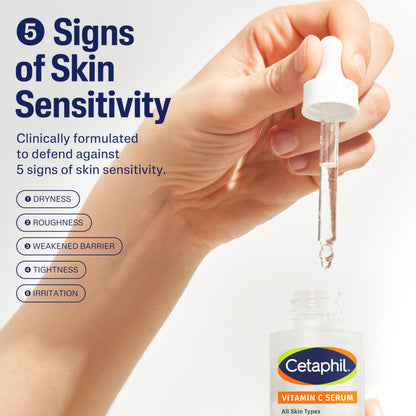 Cetaphil Vitamin C Serum for Dark Spots, Niacinamide, Fragrance Free, 1oz Cetaphil