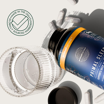 Primal Harvest Primal Sleep Support Supplement for Adults with Melatonin, GABA, Valerian Root, L-Tryptophan, Magnesium Bisglycinate Chelate Primal Harvest