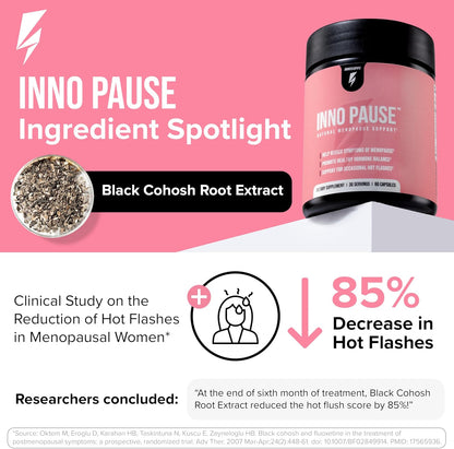 Inno Pause - Menopause Supplements for Women with Black Cohosh, Dong Quai Root Extract & Ashwagandha - Menopause Support for Hot Flash Relief, Night Sweats Relief, Sleep & Mood Support (60 Capsules)