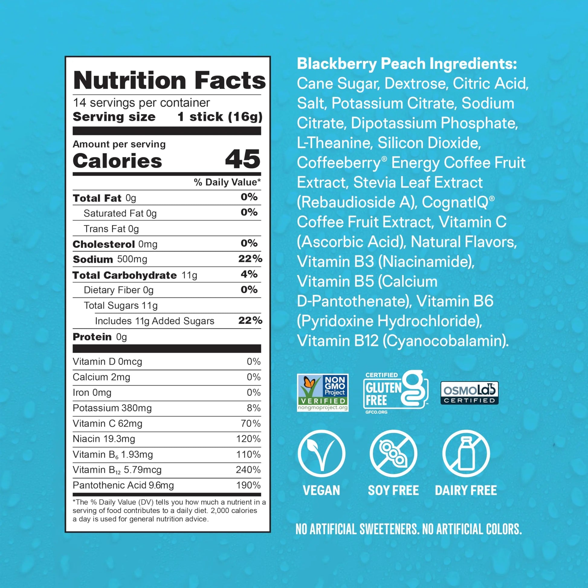 Liquid I.V.® Hydration Multiplier +Energy - BlackBerry - Peach | Electrolyte Powder Drink | 1 Pack (14 Servings) Liquid I.V.