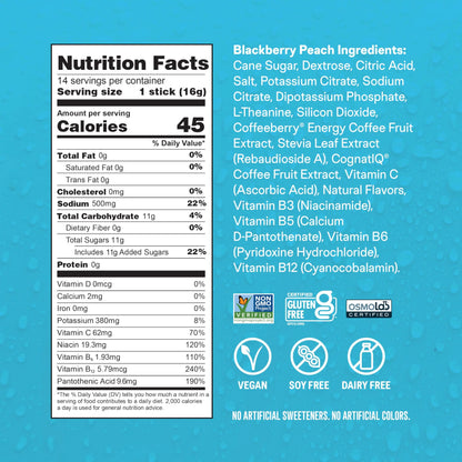 Liquid I.V.® Hydration Multiplier +Energy - BlackBerry - Peach | Electrolyte Powder Drink | 1 Pack (14 Servings) Liquid I.V.