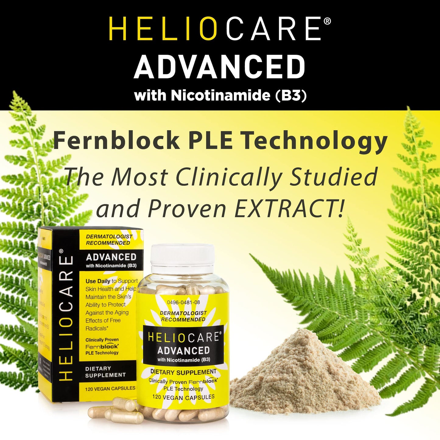Heliocare Advanced Niacin B3 Supplement: Fernblock PLE Extract 240mg Per Serving - Supports Skin Cell Health W/Antioxidant Heliocare