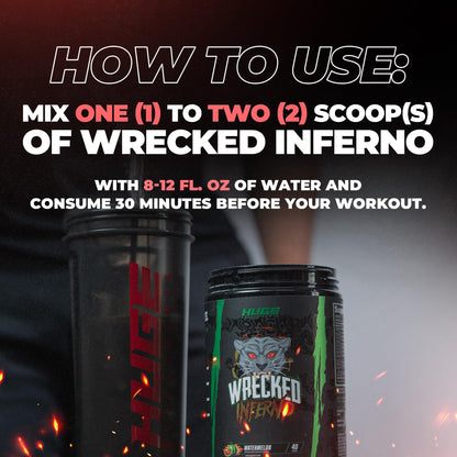 Wrecked Inferno - Thermogenic Pre Workout For Men & Women, Increase Energy, Boost Thermogenesis & Metabolism, Enhance Exercise Performance - Contains L-Citrulline, L-Carnitine, Beta-Alanine & More