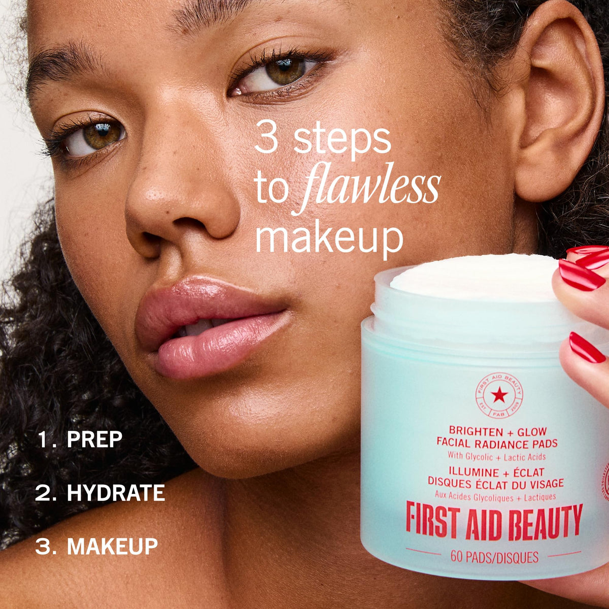 First Aid Beauty - Facial Radiance Pads with Glycolic & Lactic Acids, Daily Exfoliating Pads with AHA, Visibly Smaller Pores, Help Tone & Brighten Skin, One-Step Makeup Prep, Compostable, 60ct First Aid Beauty