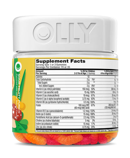 OLLY Kids Multivitamin Gummy Worms, Overall Health and Immune Support, Vitamins and Minerals A, C, D, E, Bs and Zinc, Chewable Supplement OLLY