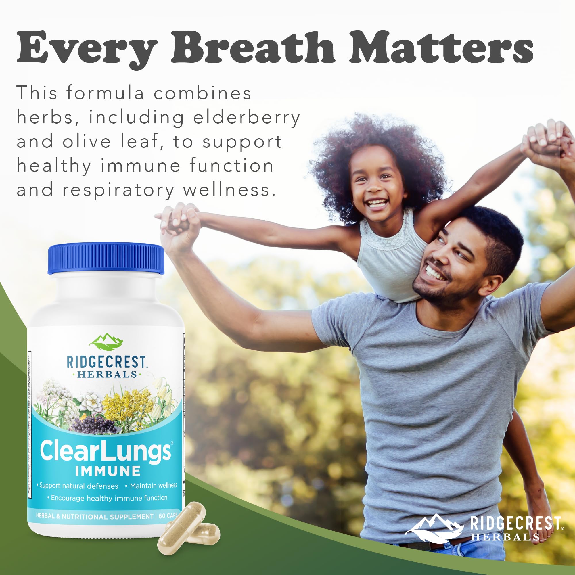 RidgeCrest Herbals ClearLungs Immune, Lung Support Supplement with Elderberry, Zinc, Vitamin C, Vitamin A, Olive Leaf, Mullein, Lung Wellness Formula for Respiratory Health (60 Vegan Caps, 30 Serv) RidgeCrest Herbals buy australia supplements