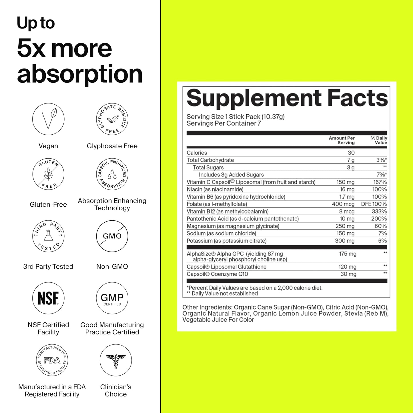 The Absorption Company Electrolyte Powder Packets - Workout Recovery & Hydration Drink Mix with Liposomal Glutathione, Vitamin C & Methylated B Vitamins The Absorption Company