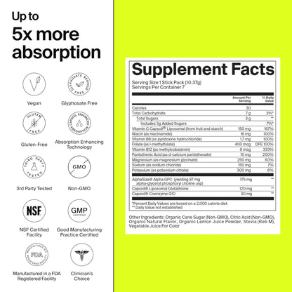 The Absorption Company Electrolyte Powder Packets - Workout Recovery & Hydration Drink Mix with Liposomal Glutathione, Vitamin C & Methylated B Vitamins The Absorption Company
