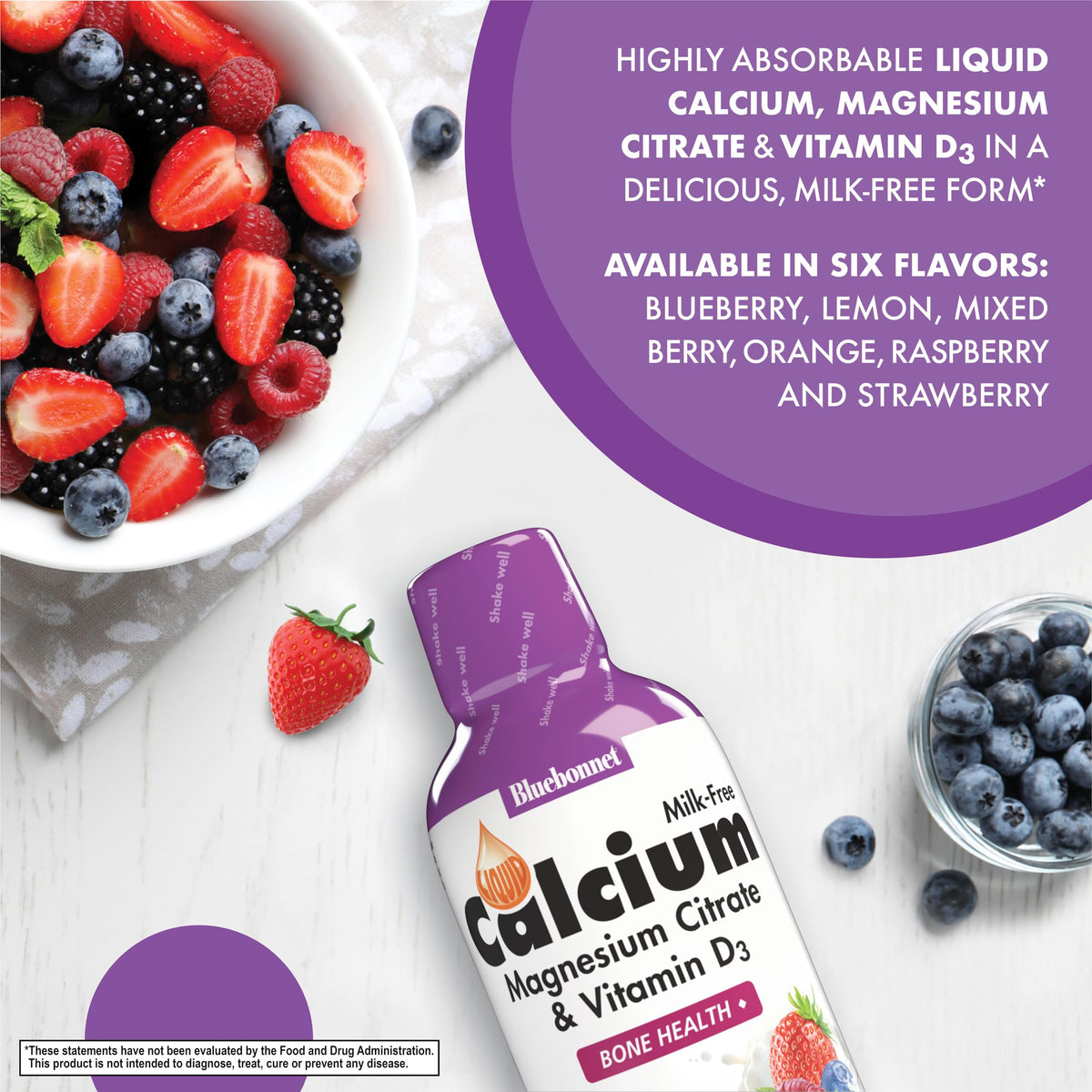 Bluebonnet Nutrition Liquid Calcium Citrate, Magnesium, Vitamin D3, Bone Health, Gluten Free, Soy Free, Milk Free, Kosher, 16 fl oz BlueBonnet