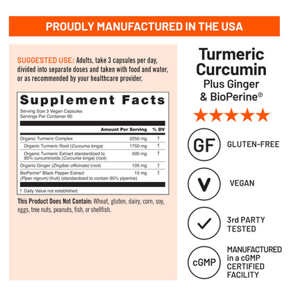 NatureWise Curcumin Turmeric 2250mg - 95% Curcuminoids & BioPerine Black Pepper Extract for Advanced Absorption - Daily Joint and Immune Health Support NatureWise