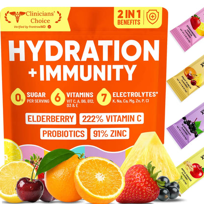 Venture Pal 2-in-1 Hydration + Immune Electrolytes Powder Packets with 7 Electrolytes & 6 Vitamins, Elderberry, Turmeric, Echinacea | Liquid Daily IV Drink Mix Venture Pal