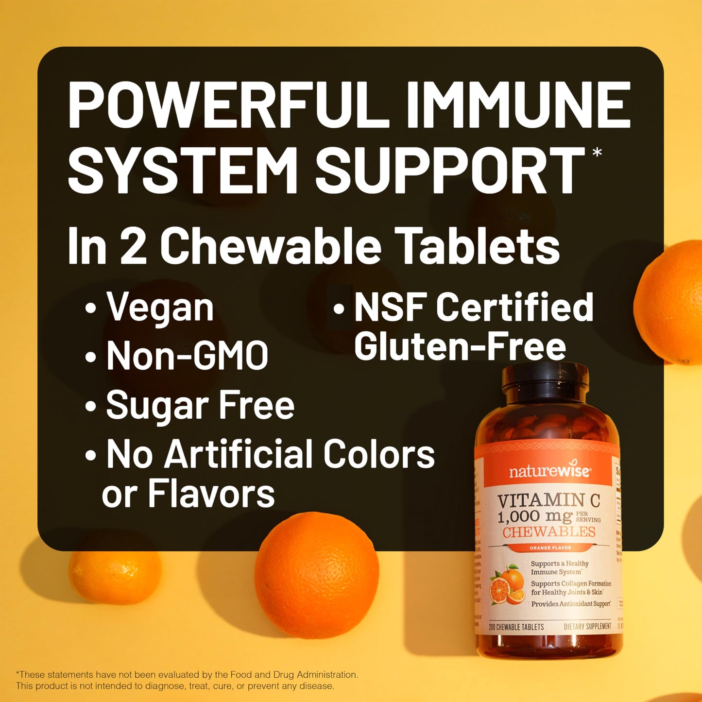 NatureWise Extra Strength Vitamin C Chewable 1000mg for Adults - Natural Orange Flavor - Immune System & Antioxidant Support - Non-GMO NatureWise