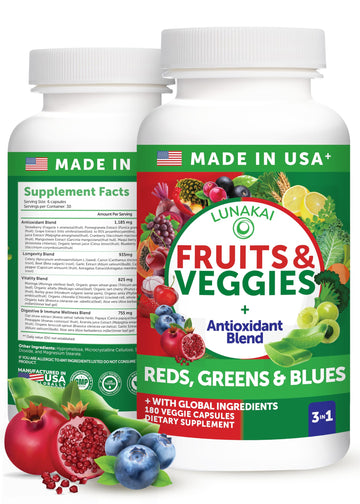 Lunakai USA Made Superfood Fruits & Veggies Supplement - All-in-One with 4 Blends & Scented Capsules, 180ct Super Veggie Capsules for Adults Lunakai buy australia supplements