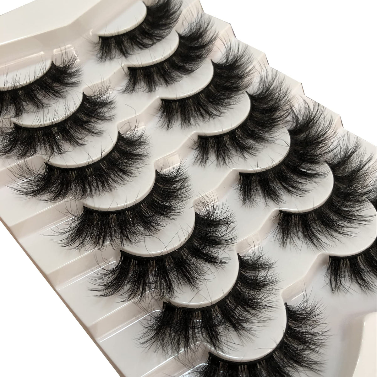 Pooplunch False Eyelashes Faux Mink Lashes Cat-Eye Look 18MM Wispy Long 8D Volume Fake Eyelash Strips 7 Pairs Pack Pooplunch