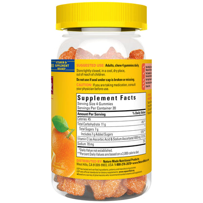 Nature Made Maximum Strength Dosage Vitamin C 1000mg per Serving, Immune Support Vitamin C Gummies for Adults, 80 Gummies, 20 Day Supply Nature Made