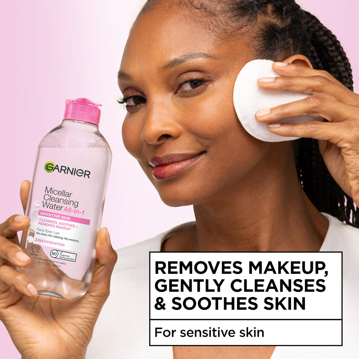 Garnier Micellar Water, Hydrating Facial Cleanser & Makeup Remover, Suitable for Sensitive Skin, Vegan, Cruelty Free, 13.5 Fl Oz (400mL), 1 Count Garnier