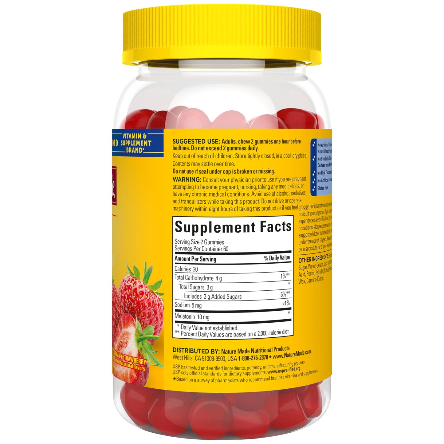 Nature Made Melatonin 10 mg per serving Gummies, Sleep Gummies for Adults Maximum Strength Dosage, 100% Drug Free Sleep Aid Nature Made