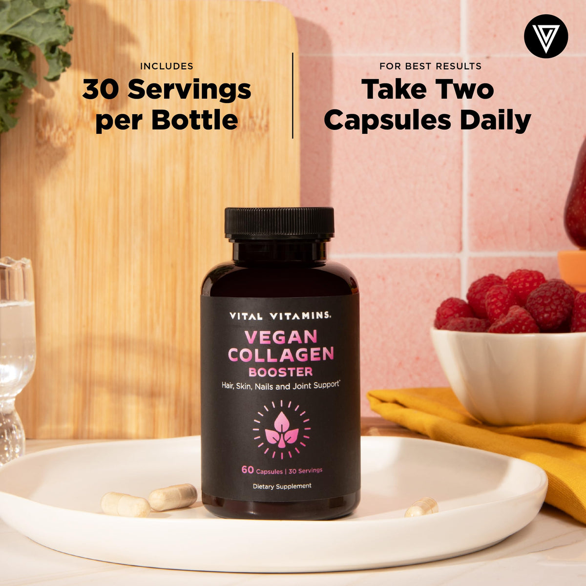 Vital Vitamins Vegan Collagen Booster - with Silica and Hyaluronic Acid - Plant-Based Collagen Supplements Vital Vitamins