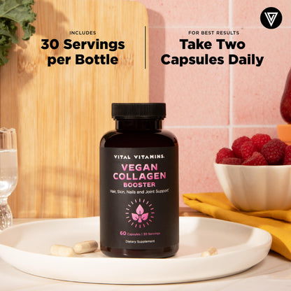 Vital Vitamins Vegan Collagen Booster - with Silica and Hyaluronic Acid - Plant-Based Collagen Supplements Vital Vitamins