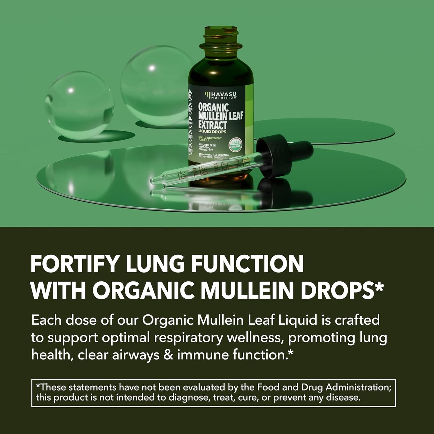Mullein Drops for Lungs, USDA Organic Mullein Leaf Extract, 2 Fl Oz | Respiratory Health and Lung Support Supplement, 2 Fl Oz, Vegan, Non-GMO, and Alcohol Free, Herbal Tincture, 60 Servings Gsupps Australia