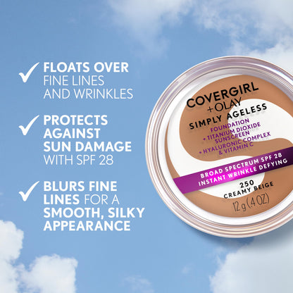COVERGIRL & Olay Simply Ageless Instant Wrinkle-Defying Foundation, Creamy Natural 0.44 Fl Oz (Pack of 1) COVERGIRL