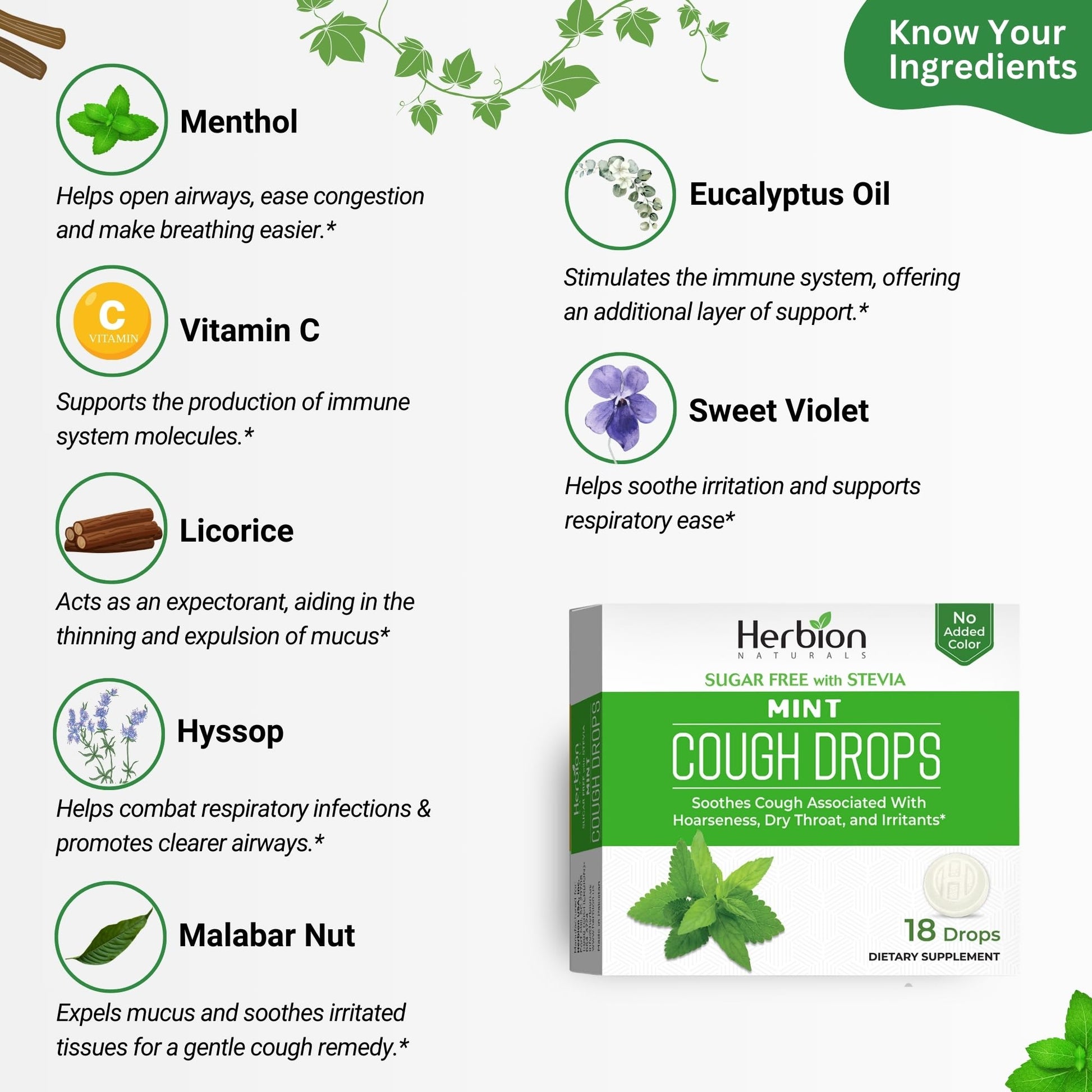 HERBION Naturals Cough Drops, Sugar Free with Stevia, Dietary Supplement, Soothes Cough, for Adults & Children Over 6 Years, 18 Count, Mint, Pack of 1 HERBION buy australia supplements