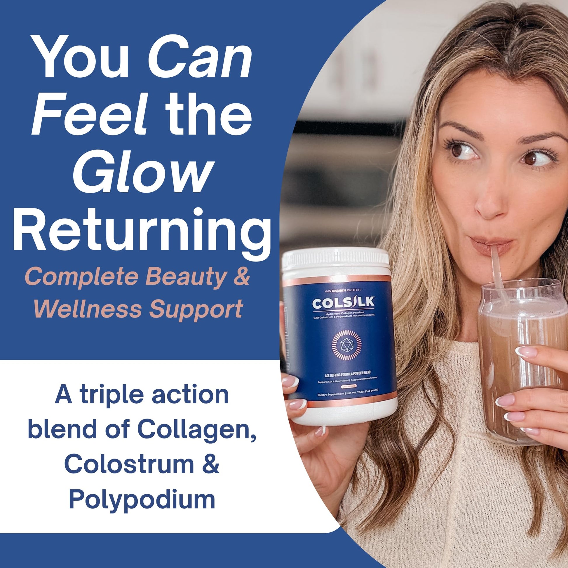 SRILabs ColSilk Unflavored Hydrolyzed Collagen Powder with Colostrum and Polypodium - Skin, Hair, Nails, Gut Health and Joint Support - One Scoop Daily | 1 Month Supply Skin Research Institute buy australia supplements