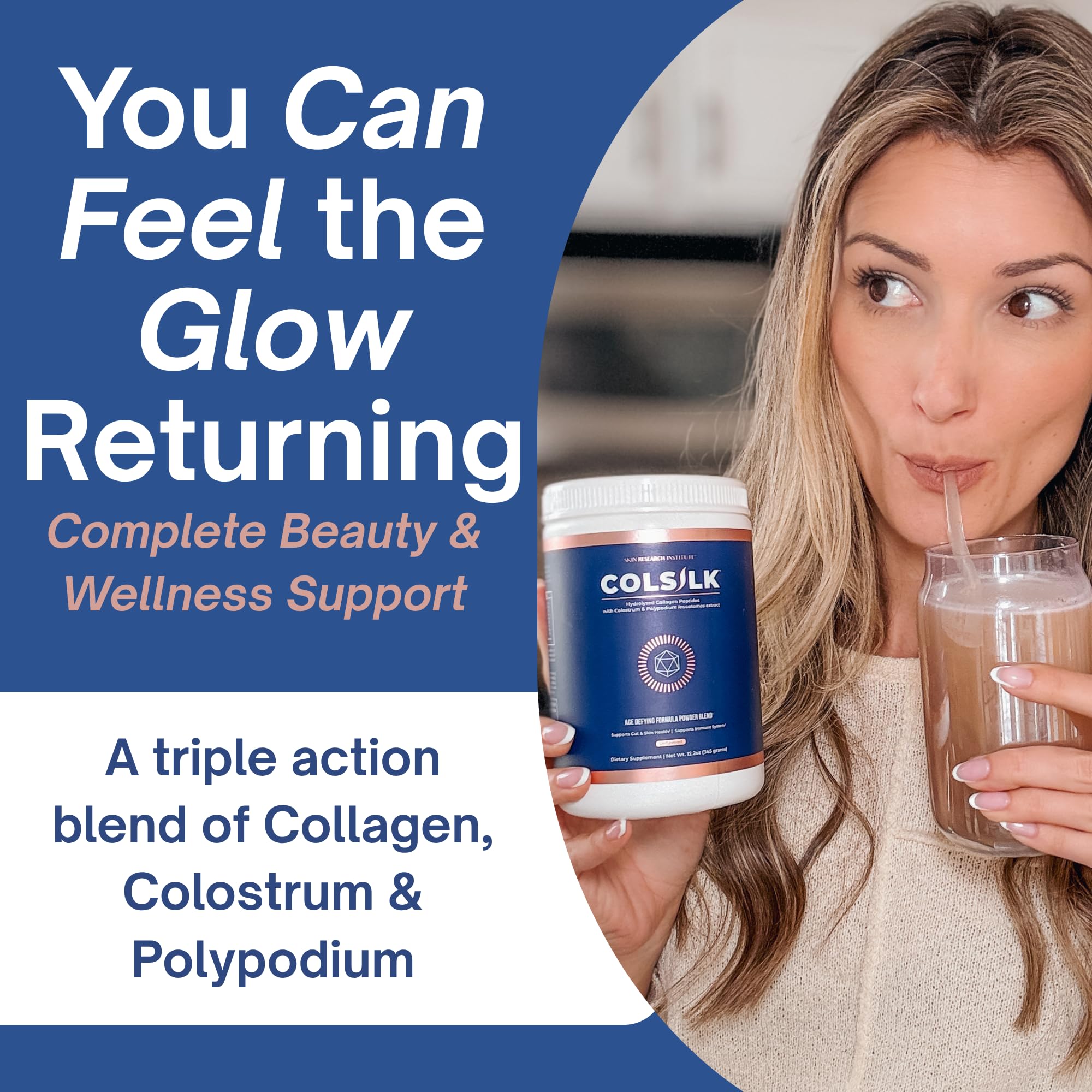 SRILabs ColSilk Unflavored Hydrolyzed Collagen Powder with Colostrum and Polypodium - Skin, Hair, Nails, Gut Health and Joint Support - One Scoop Daily | 1 Month Supply Skin Research Institute buy australia supplements
