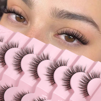 Onlyall Natural Lashes Wispy Lashes Natural Look False Eyelashes Flared Eyelashes 7 Pairs D-K06 Onlyall