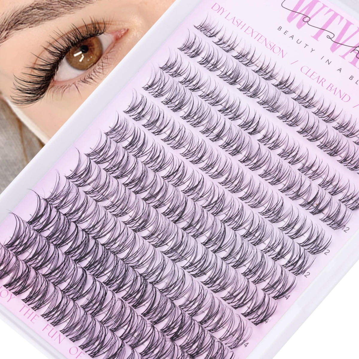 Natural Lash Clusters Venus Wispy Cluster Eyelash Extensions Invisible Thin Band Eyelash Cluster 8-16mm DIY Lash Extensions with Clear Band Individual Lashes Clusters Natural Look by WTVANE wtvane