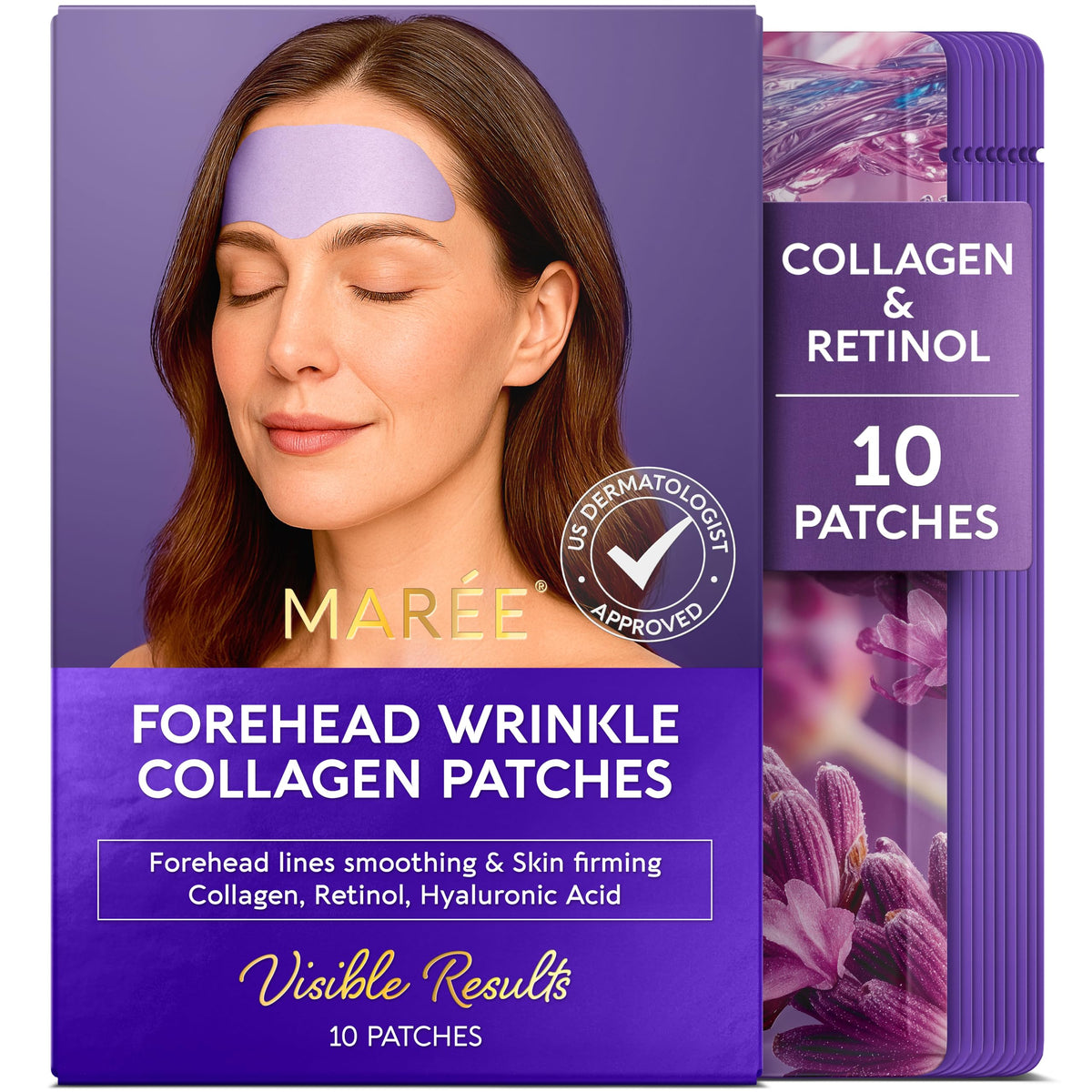 MAREE Forehead Wrinkle Patches – Collagen Wrinkle Patches with Retinol & Hyaluronic Acid for Face Lift – Fine Lines Deep Forehead Wrinkles Treatment Remover – Face Tape for Wrinkles Between Eyebrows MAREE